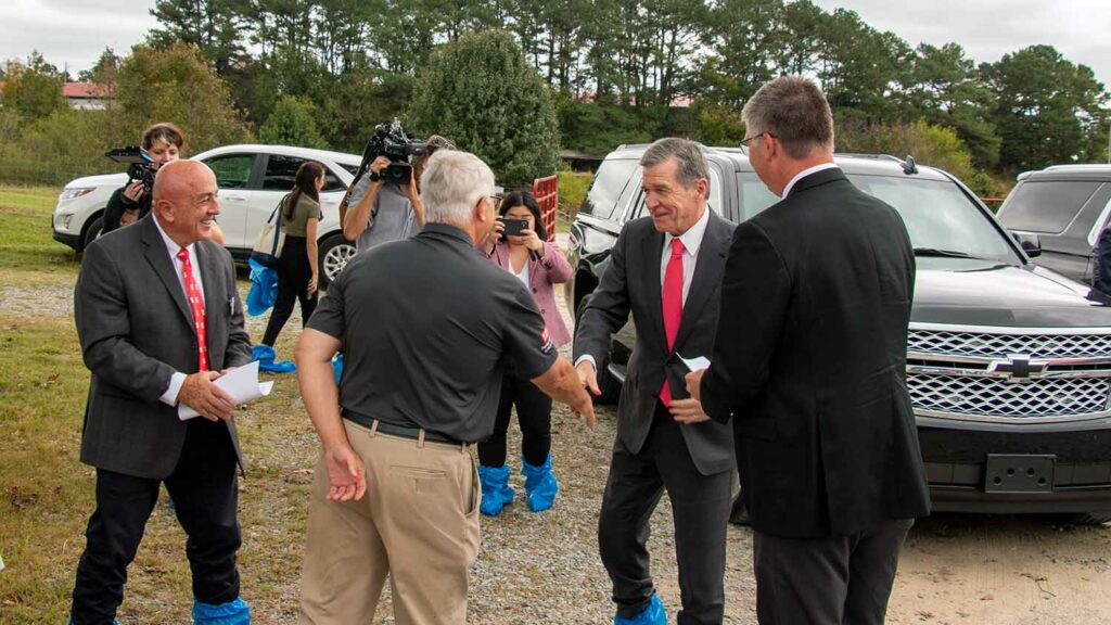 United States trade ambassador Katherine Tai North Carolina governor Roy Cooper visit NC State turkey research Extension facility 