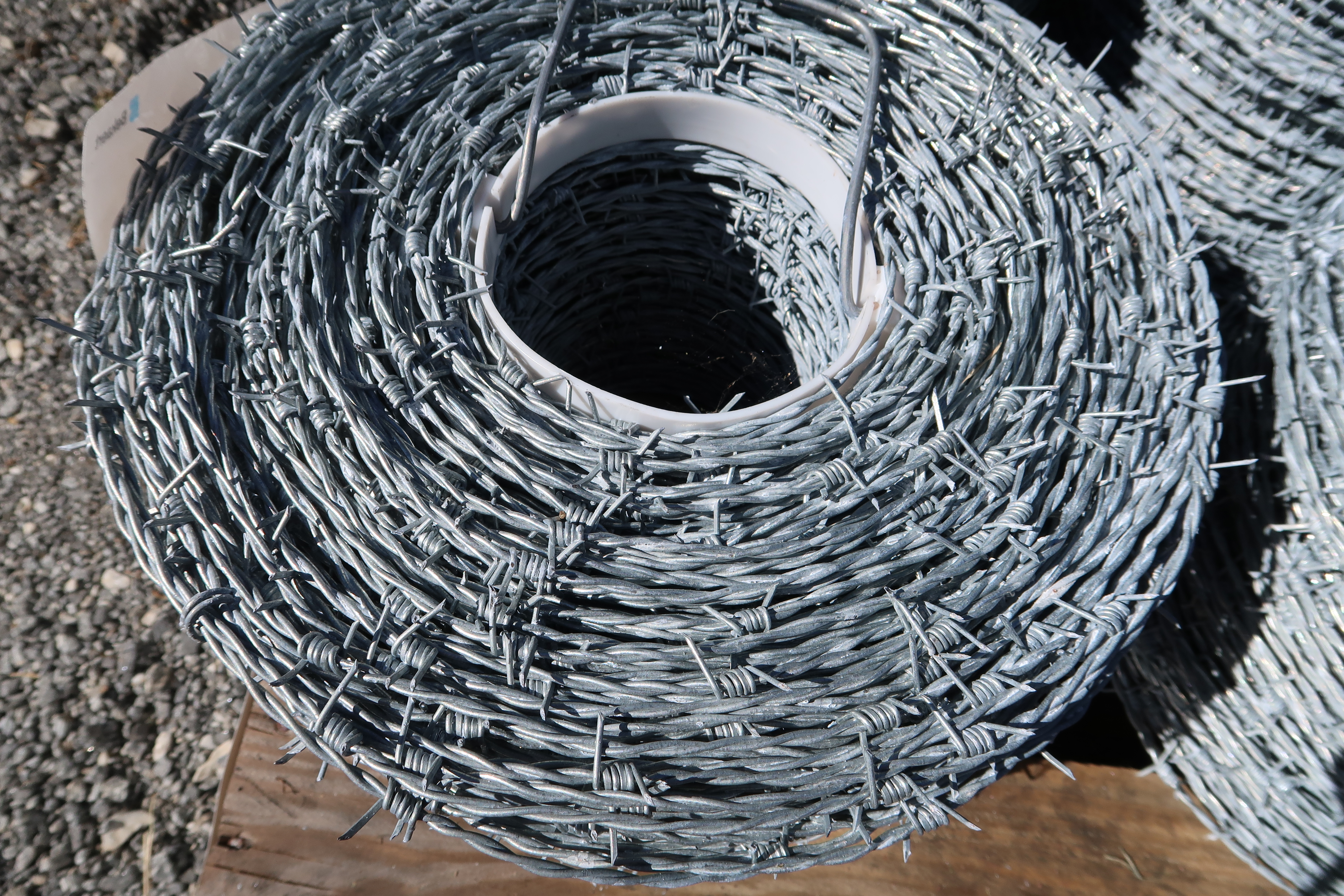 A roll of barbed wire